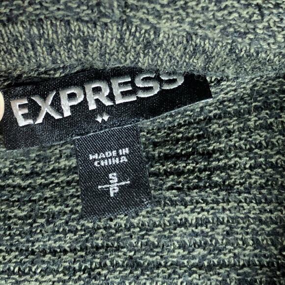 Express Womens Sweater Green Cardigan Open Front Cotton Long Sleeve Small - Picture 6 of 12